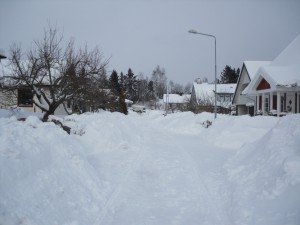 Lilla Foss Allé när vintern är som värst.